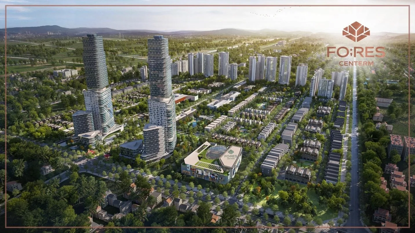 Phối cảnh tổng thể khu đô thị Fores Centerm Nhơn Trạch nhìn từ trên cao