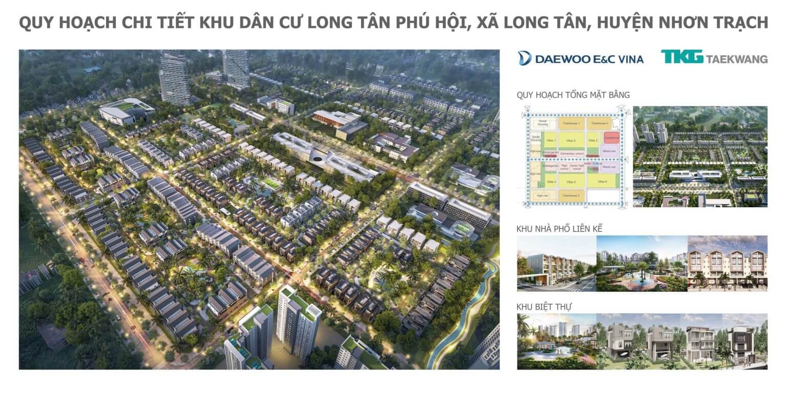 Sơ đồ quy hoạch chi tiết Khu dân cư Long Tân Phú Hội do Daewoo E&C và TKG Taekwang giới thiệu